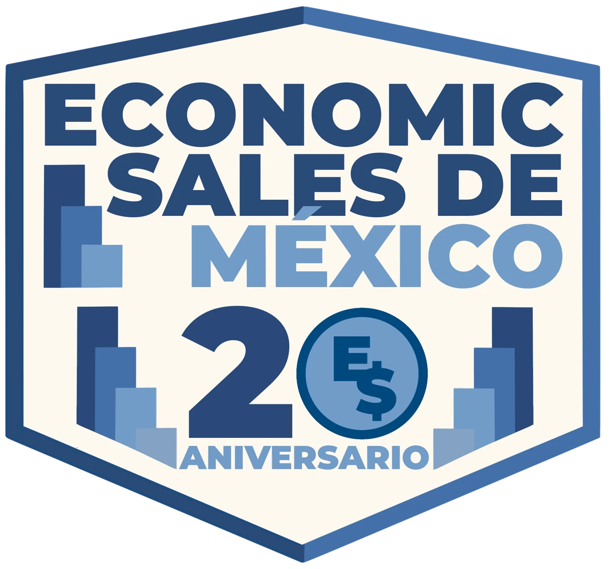 Emblema del aniversario número 20 de Economic Sales de México